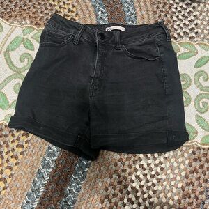 SO Black High-Waist Rolled Hem Shorts
